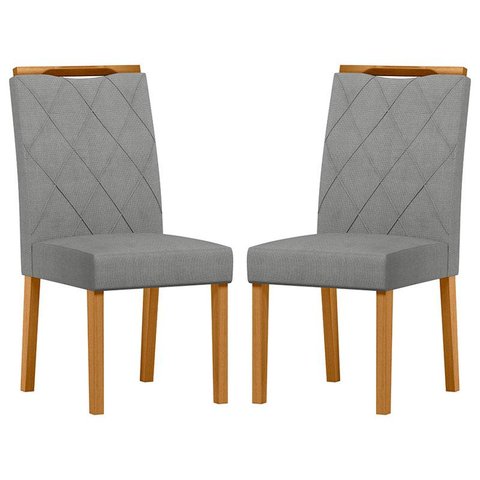 Cadeira para Mesa de Jantar Sarah Kit 2 Peças Ype Linho Cinza Claro – New Ceval