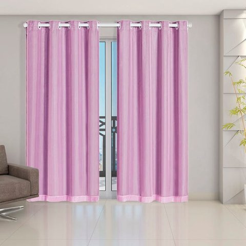 Cortina Blackout PVC Prata com Voil 2,80 M x 2,30 M - Rosa