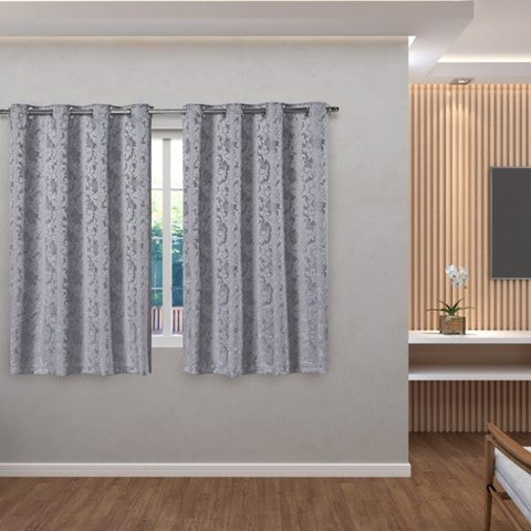Cortina em Tecido Jacquard 2,70 m x 1,60 m:Cinza
