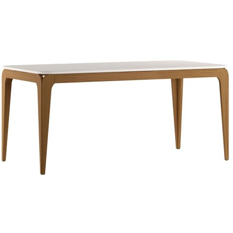 Mesa de Jantar Aurea 180x90 cm com Vidro Cinamomo Off White - New Ceval