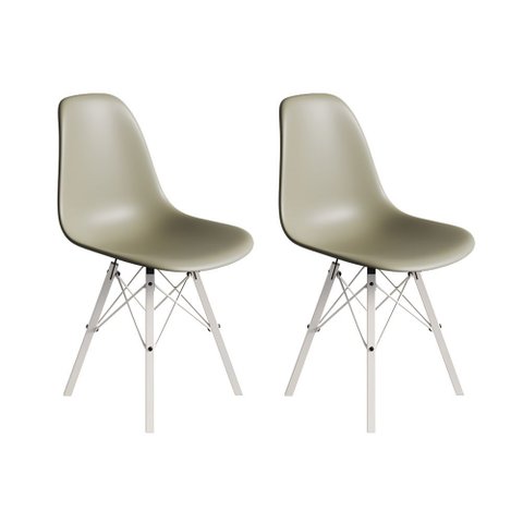 Conjunto 2 Cadeiras Eames Estilo Moderno em Ferro Branco com Assento Fendi