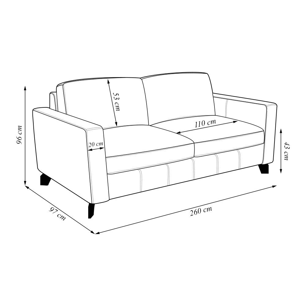 Sofá Sala de Estar Living 3 Lugares 260cm Presley Pés Madeira Couro Bege G52 - Gran Belo - 4