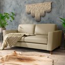 Ver imagem 1 de Sofá Sala de Estar Living 3 Lugares 260cm Presley Pés Madeira Couro Bege G52 - Gran Belo