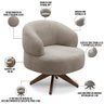 Poltrona Decorativa Giratória Sala de Estar Living Seven F04 Bouclê Castor - Lyam Decor - 7