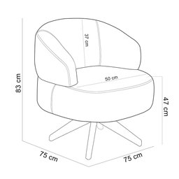 Poltrona Decorativa Giratória Sala de Estar Living Seven F04 Bouclê Castor - Lyam Decor - 8