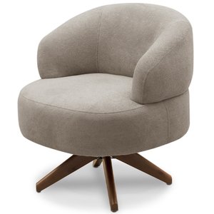 Poltrona Decorativa Giratória Sala de Estar Living Seven F04 Bouclê Castor - Lyam Decor