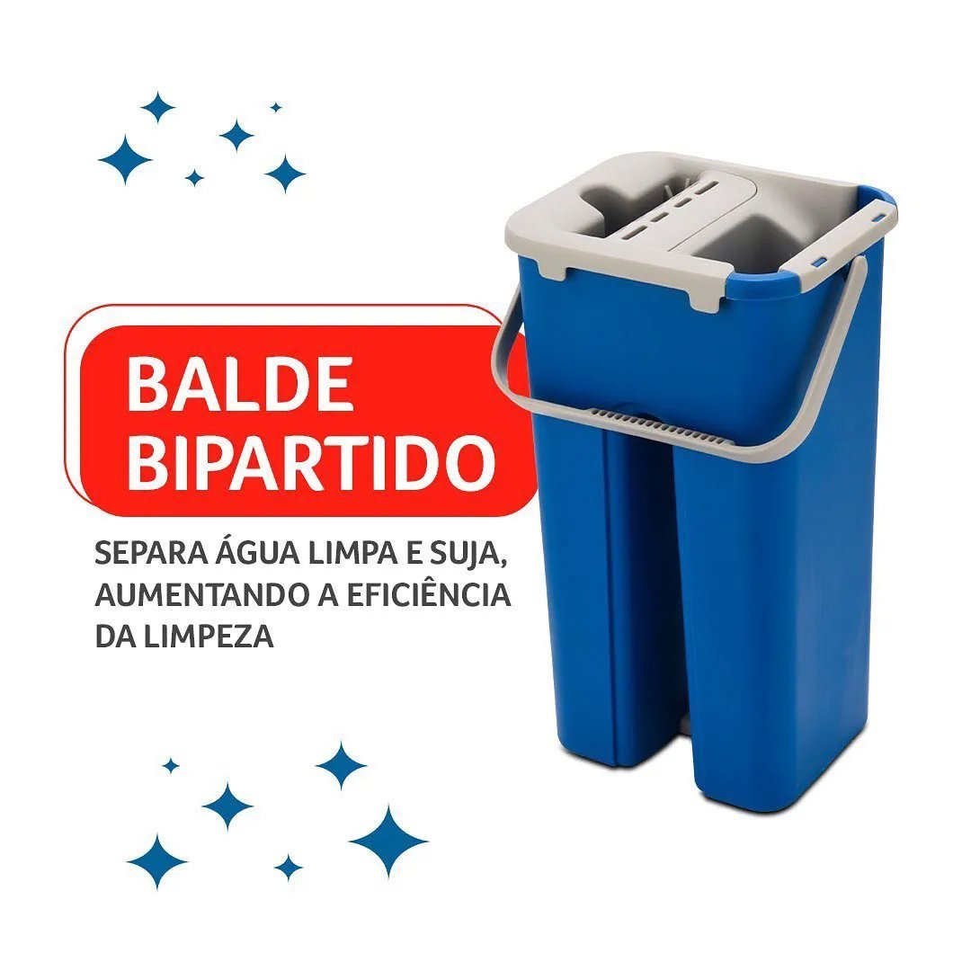 Mop Flat Rodo Lava e Seca Balde Limpeza Multiuso - 4