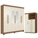 Ver imagem 1 de Guarda Roupa Casal Toledo 6 Portas com Espelho e Cômoda Marabá Jatobá Areia - Santos Andirá