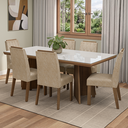 Ver imagem 1 de Conjunto Sala de Jantar Tampo de Vidro 6 Cadeiras Rustic/Branco/Imperial Pienza Madesa