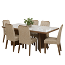 Ver imagem 3 de Conjunto Sala de Jantar Tampo de Vidro 6 Cadeiras Rustic/Branco/Imperial Pienza Madesa
