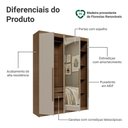 Ver imagem 4 de Guarda-Roupa Solteiro 4 Portas Batentes com Espelho Rustic/Crema/Rustic Venus Madesa