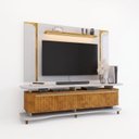 Ver imagem 2 de Rack com Painel para TV até 75 Polgadas com LED Pés Madeira Maciça Guarapari Espresso Moveis