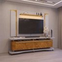 Ver imagem 5 de Rack com Painel para TV até 75 Polgadas com LED Pés Madeira Maciça Guarapari Espresso Moveis