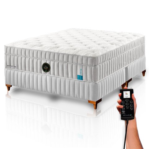 Colchão de Látex Pocket Gel - Queen 158x198cm - Box e Kit Zen