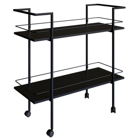 Carrinho Bar Industrial com Rodizios P1036 Preto Pp Milani Store