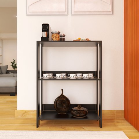 Aparador Cantinho do Café para Hall de Entrada ou Cozinha - Preto