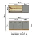 Ver mais imagens de Cozinha Completa Madesa Agata 180002 Com Armário E Balcão (sem Tampo E Pia) - Rustic/cinza
