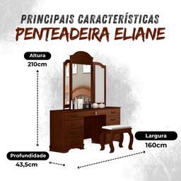 Penteadeira Eliane na Cor Avelã - 3