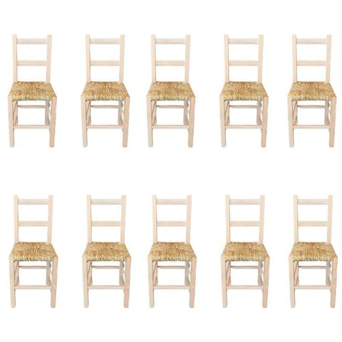 Kit 10 Cadeiras de Palha
