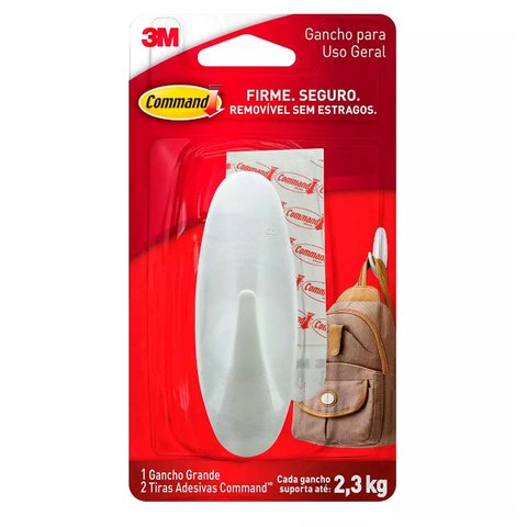 Gancho Suporte Grande Adesivo Command 3m Suporta até 2,3kg