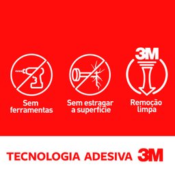 Gancho Suporte Grande Adesivo Command 3m Suporta até 2,3kg - 2