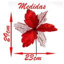 Ver imagem 3 de Kit 4 Flor Vermelha Decoração Natal Artificial Glitter 29cm