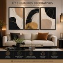 Ver mais imagens de Kit 3 Quadros Decorativos Abstratos A3 para Sala Moderna:Preto