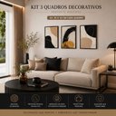 Ver imagem 7 de Kit 3 Quadros Decorativos Abstratos A3 para Sala Moderna:Preto