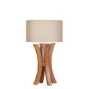 Ver imagem 1 de Abajur Aline Madeira Moderno para Sala Cúpula Tecido Algodão