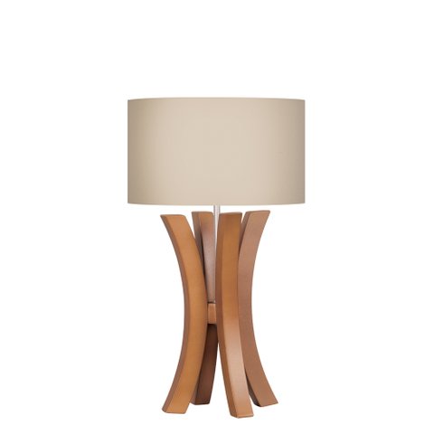 Abajur Aline Madeira Moderno para Sala Cúpula Tecido Algodão