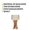 Abajur Aline Madeira Moderno para Sala Cúpula Tecido Algodão - 2