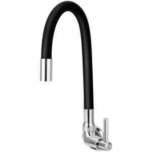 Torneira para Cozinha de Parede Bica Flexível Gourmet Preto Del Metais