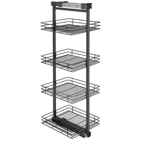 Coluna Deslizante Aramada Armário 4 Bandejas 25x47x152cm Aço Carbono Preto Masutti Copat