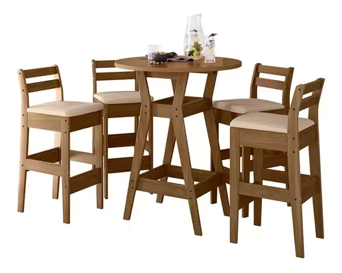 Conjunto Mesa Bistro com 4 Banquetas Cedro Gold Celta Moveis - 2