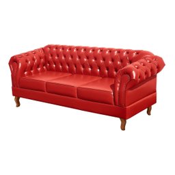 Sofá Chesterfield Dom Pedro Duque 3 Lugares - Couríssimo Vermelho - 1 Sofá Chesterfield Dom Pedro Duque 3 Lugares - Couríssimo Vermelho - 1