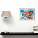 Ver imagem 1 de Quadro Decorativo Tartaruga Marinha + Vidro 33x25 Escritório:branco