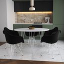 Ver imagem 1 de Mesa Jantar Redonda 110cm Branca Clips 3 Pés com 5 Poltronas Eames Eiffel Pretas Ferro Branco