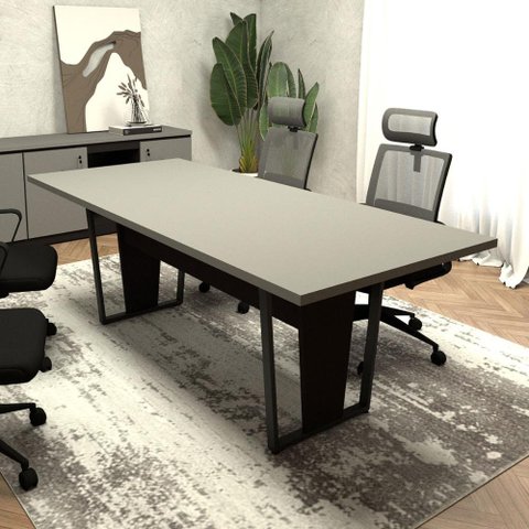 Mesa de Reunião Escritório Pés Metal 200cm F5 Office