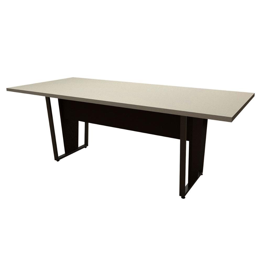 Mesa de Reunião Escritório Pés Metal Cs Pre 200cm F5 Office Cor:cinza Sagrado com Preto - 4