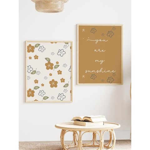 Kit 2 Quadros Decorativos Infantil Flores Sunshine No1