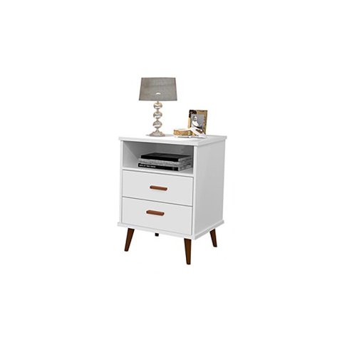 Mesa de Cabeceira 2 Gavetas Italia Branca