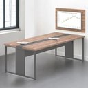 Ver imagem 1 de Mesa de Reunião com Painel Retangular Moderno sem Gavetas MDP 240cm Noce Preto