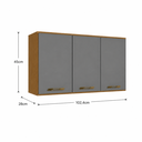 Ver imagem 5 de Armário Aéreo Isa 3 Portas 103cm Cinamomo Cinza CHF Moveis