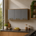 Ver imagem 4 de Armário Aéreo Isa 3 Portas 103cm Cinamomo Cinza CHF Moveis