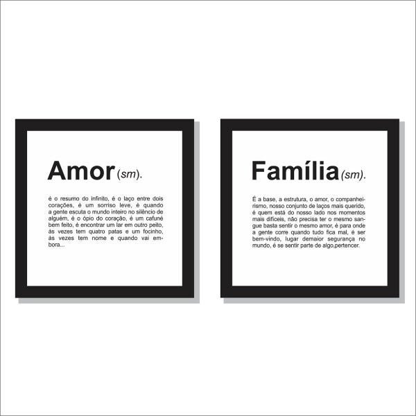 Kit 2 quadros decorativos Significados Amor e Família - 1