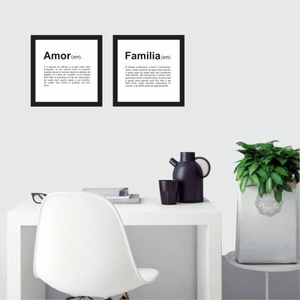 Kit 2 quadros decorativos Significados Amor e Família - 2