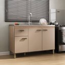 Ver imagem 1 de Balcão para Pia 120cm em MDF 15cm 3 Portas e Uma Gaveta Marrom/Champagne/Rosé