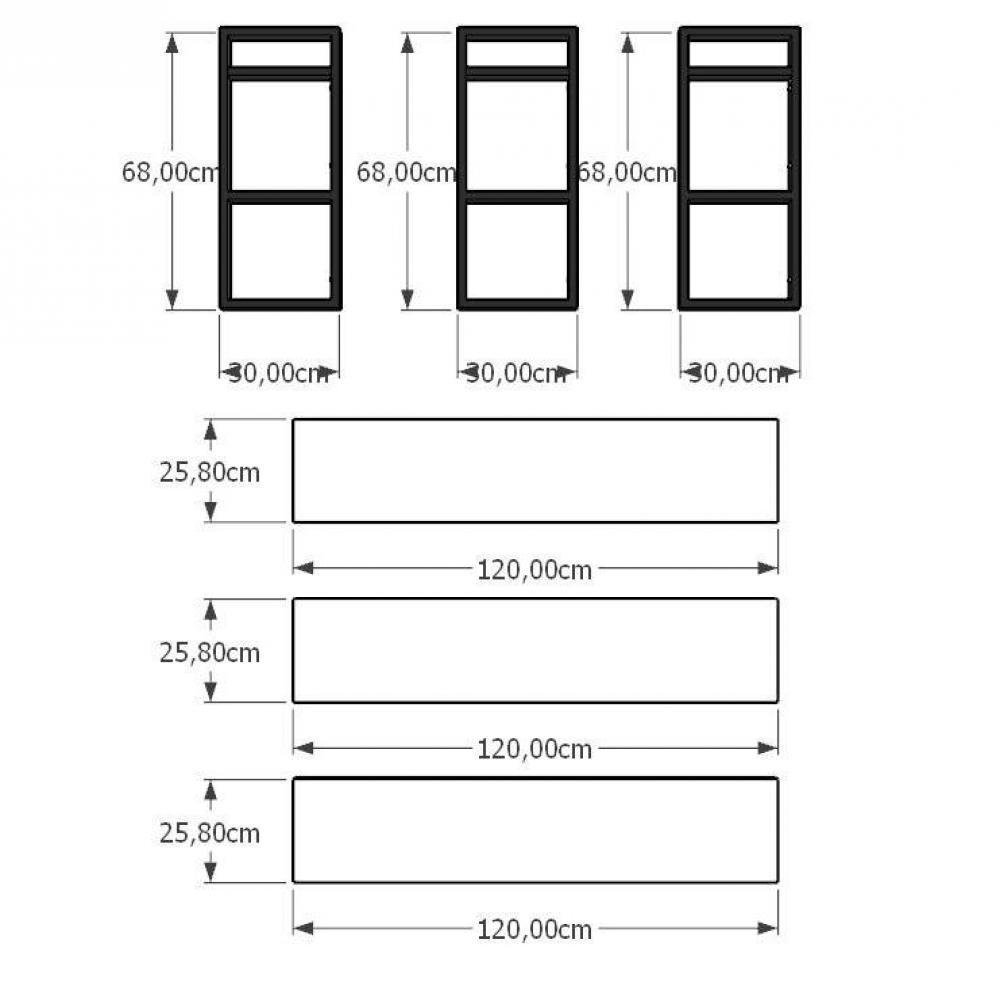 Aparador Suspenso Industrial Preto - Prateleira Estilosa para Quarto ou Sala - 4