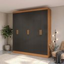 Ver imagem 1 de Guarda-roupa 6 Portas de Bater Kappesberg Canela/preto Fosco 180cm