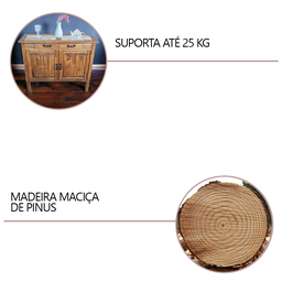 Balcão Retrô Aparador Multiuso Madeira 2 Portas Cor Imbuia - 5